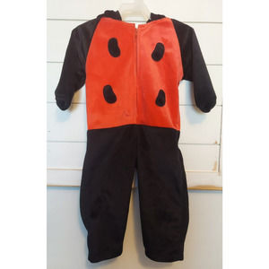 Lady Bug Toddler 24 Mo Halloween Costume Red Velour Jumpsuit Hood